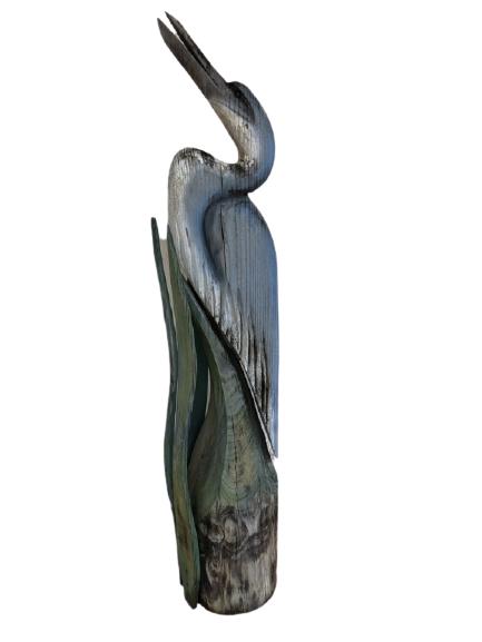 VTG REPURPOSED WOOD LOG PELICAN SCULPTURE 52" (1 of 10)