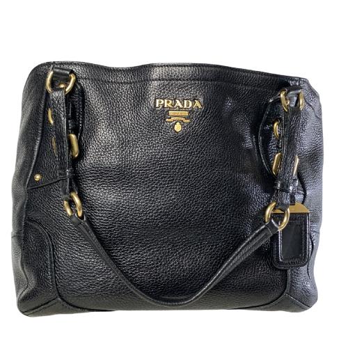 PRADA WOMEN'S BLACK CALFSKIN LEATHER HOBO BAG (1 of 5)