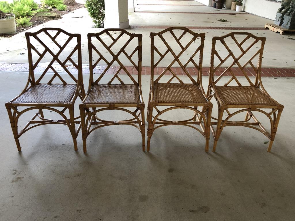 4 RATTAN BAMBOO STYLE DINING CHAIRS 36" (1 of 15)