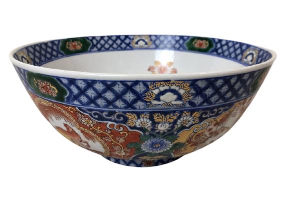 VTG ASIAN STYLE IMARI SERVING BOWL HOME DECOR 12" (1 of 6)