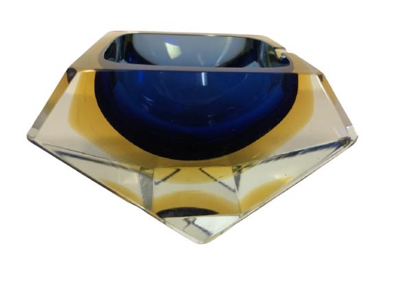 VTG MURANO STYLE GEOMETRIC ASHTRAY 5.5" (1 of 5)