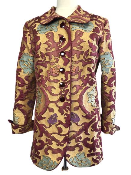 WOMEN'S QUADRILLE BROCADE SILK LINED JACKET SZ. 12 (1 of 5)