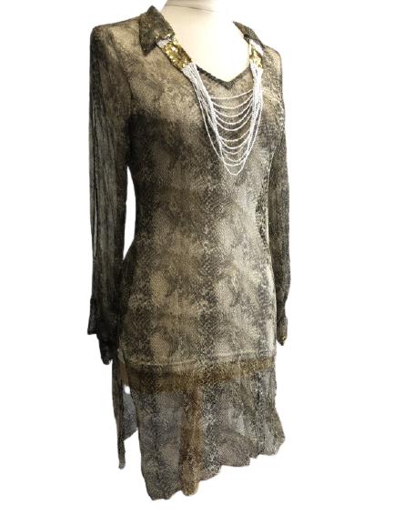 F & F COUTURE GORGEOUS BEADED/SEQUIN TUNIC SIZE S (1 of 9)