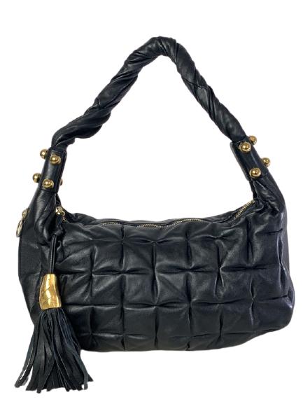 PADDED LEATHER HOBO SHOULDER BAG- BLACK COLOR (1 of 6)