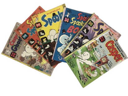 6  ASSORTED 1950'S 60'S CASPER COMIC BOOKS: 5 ASSORTED 1950'S 60'S HARVEY COMIC BOOKS POP CULTURE RETRO VINTAGE COMICS ILLUSTRATIONS INCLUDING CASPER THE FRIENDLY GHOST SPOOKY SPOOKTOWN GHOSTLAND- GOOD VINTAGE CONDITION CONSISTENT WITH AGE AND