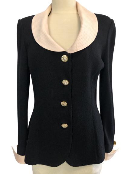ST. JOHN BLACK PINK SILK KNIT EVENING JACKET SZ. 8 (1 of 5)