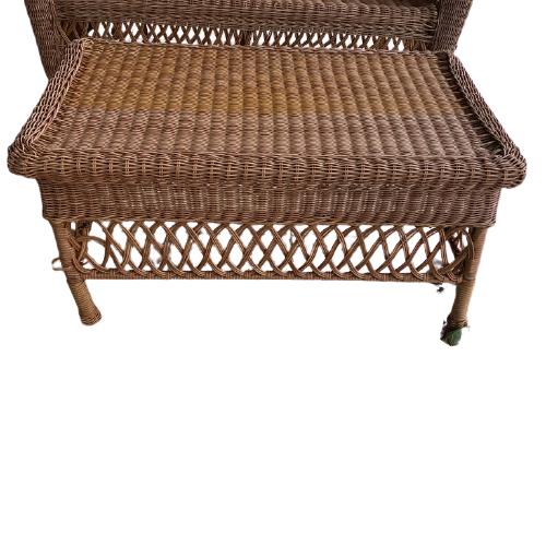 VINTAGE BROWN WICKER OUTDOOR COFFEE TABLE (1 of 1)