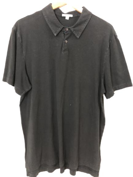 JAMES PERSE MENS DISTRESSED BLACK POLO SHIRT SZ 4 (1 of 4)