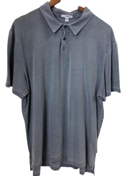 JAMES PERSE MENS GREY BLUE POLO SHIRT SZ 4 (1 of 3)