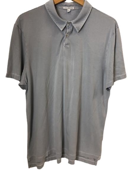 JAMES PERSE MENS GREY BLUE POLO SHIRT SZ 4 (1 of 3)