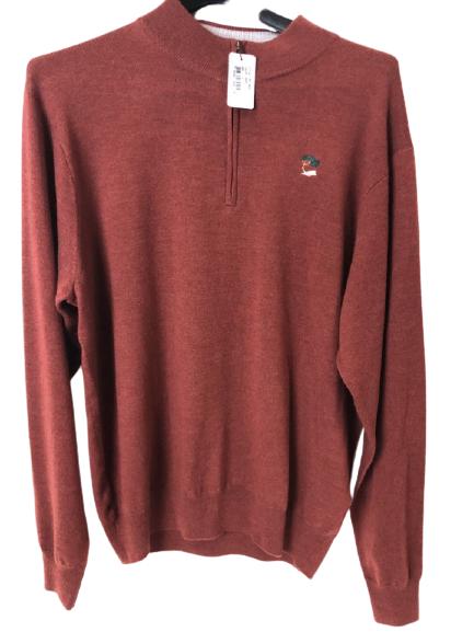 P. MILLAR MENS MERINO WOOL QUARTER ZIP SWEATER L (1 of 5)