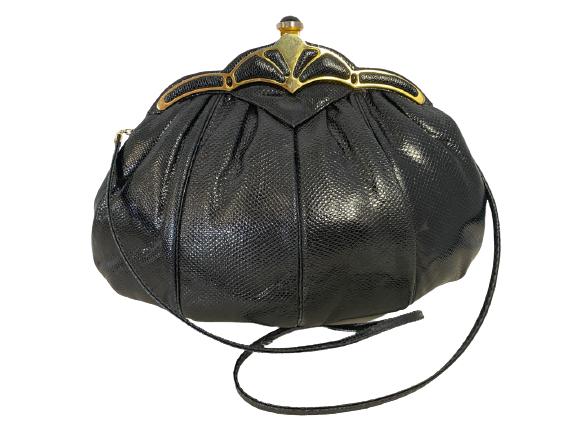 VINTAGE JUDITH LIEBER BLACK SNAKESKIN LEATHER BAG (1 of 13)