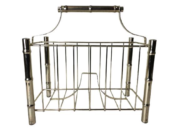 MID CENTURY MODERN BRASS MAGAZINE RACK STAND 16" (1 of 6)