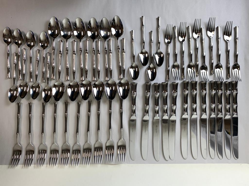 56 PC RICCI ARGENTIERI MODERN BAMBOO FLATWARE SET (1 of 11)
