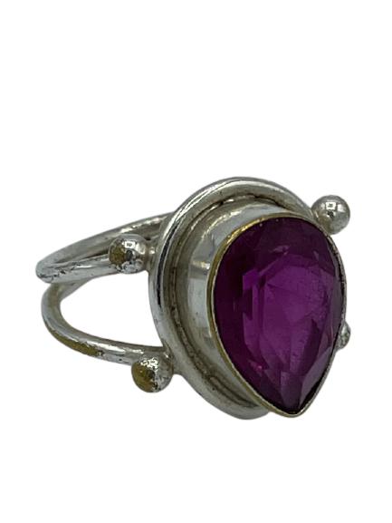 PINK TOURMALINE SILVER RING SIZE 8 (1 of 4)