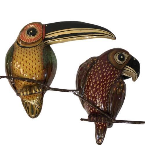 AFTER SERGIO BUSTAMANTE PAPER MACHE PARROTS 17" (1 of 11)