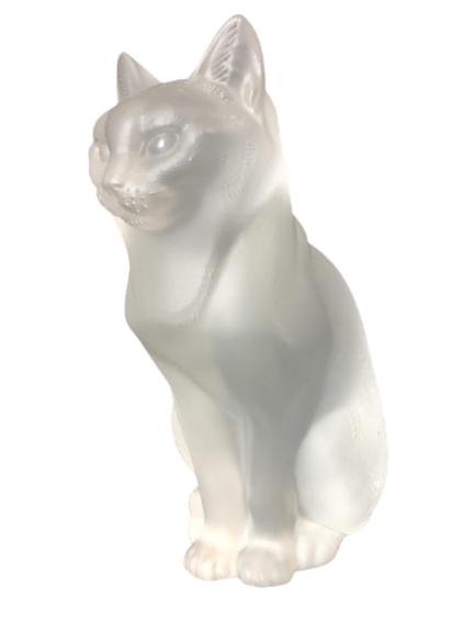 RARE LALIQUE FROSTED GLASS CAT SCULPTURE 8" (1 of 8)