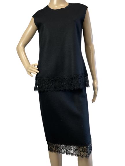 CAROLINA HERRERA BLACK WOOL LACE SKIRT TOP (1 of 6)