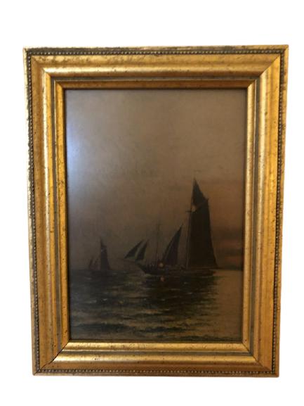 ANTIQUE DECORATIVE SHIP WALL ART FRAMED 9" (1 of 3)