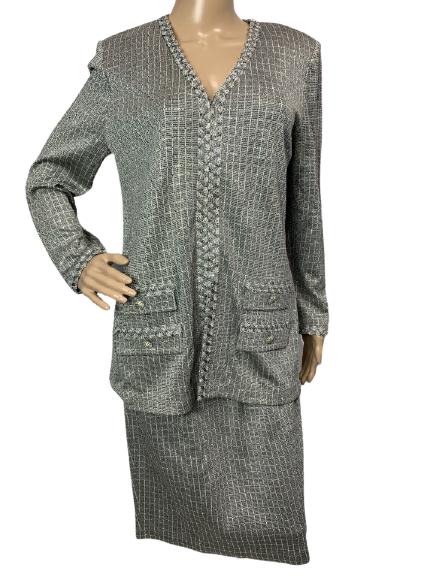 ST JOHN COLLECTION SILVER RHINESTONE SET SZ 10/12 (1 of 6)