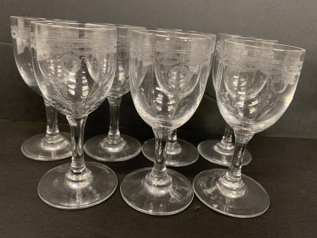 7 ANTIQUE BACCARAT SHERRY PORT GLASSES: 7 ANTIQUE BACCARAT SHERRY PORT GLASSES -3 1/8"H-VERY GOOD ANTIQUE CONDITION