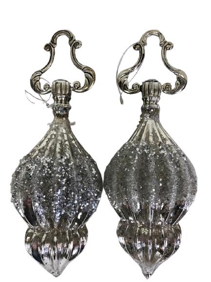 2 ANTIQUE STYLE SILVER CHRISTMAS ORNAMENTS (1 of 3)