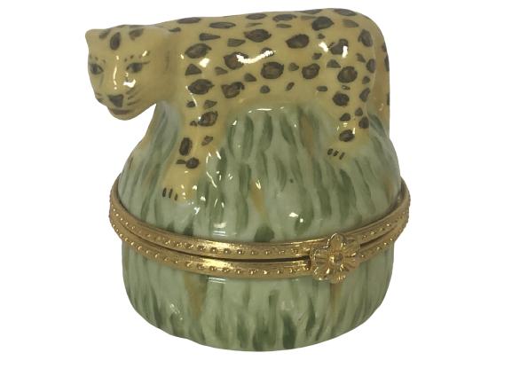 MACKENZIE CHILDS STYLE LEOPARD TRINKET PILL BOX 3" (1 of 4)