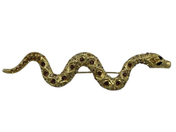 GOLD AND GEM SNAKE BROOCH BY MOO ROO 4.25" (1 of 4)