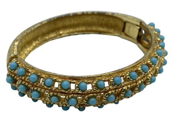 VINTAGE JOSEPH MAZER GOLD TURQUOISE BRACELET (1 of 5)