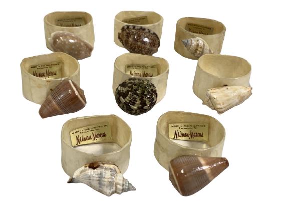 8 VINTAGE  MOTHER OF PEARL & SHELLS NAPKIN RINGS (1 of 3)