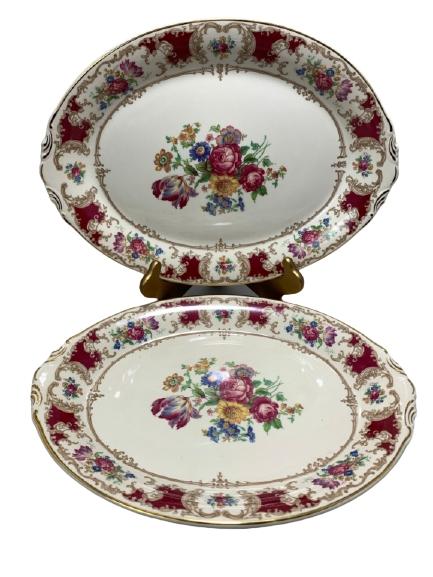 PAIR OF OLD IVORY OVAL SERVING DISHES 16" (1 of 6)