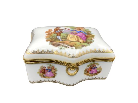 PORCELAIN LIMOGES KEEPSAKE VICTORIAN BOX (1 of 6)