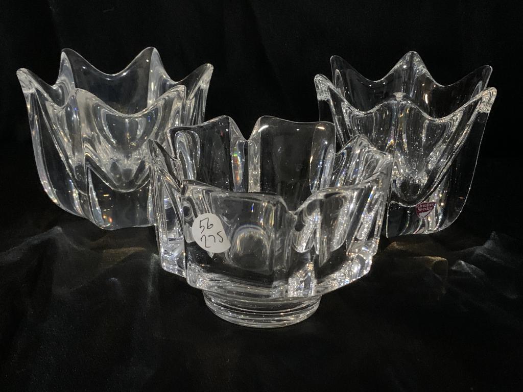 VINTAGE SET OF 3 ORREFORS SMALL BOWLS: VINTAGE SET OF 3 ORREFORS SMALL BOWLS -VERY GOOD VINTAGE CONDITION