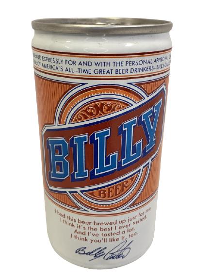 VINTAGE BILLY BEER COLLECTIBLE CAN UNOPENED 12 0Z.: VINTAGE BILLY BEER COLLECTIBLE CAN -THIS CAN IS UNOPENED BUT SOME SETTLING HAS OCCURED, SMALL DENT IN BOTTOM OF CAN, OVERALL GOOD CONDITION -Billy Beer was a beer first made in the United States in Ju