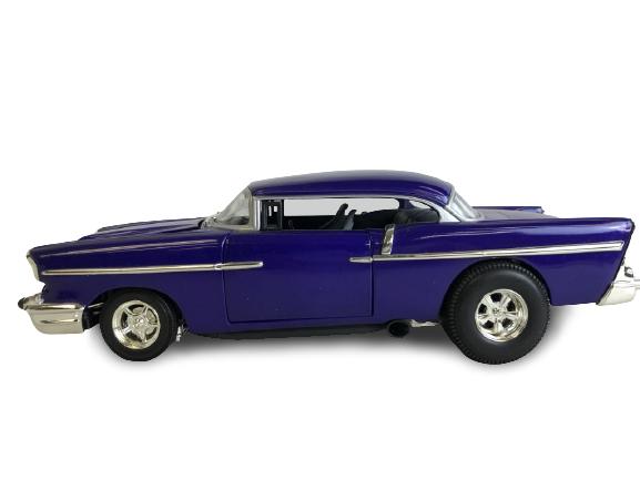 MATTEL HOT WHEELS 1957 CHEVY HOT ROD SCALE MODEL: MATTEL HOT WHEELS 1957 '57 CHEVY HOT ROD SCALE MODEL COLLECTIBLE AUTOMOBILE HOME OFFICE MAN CAVE DECOR AMERICAN MUSCLE CARS CUSTOM PAINT JOB RACING SLICK TIRES DRAG RACER CLASSIC -3" X 9" X 3" APPROX