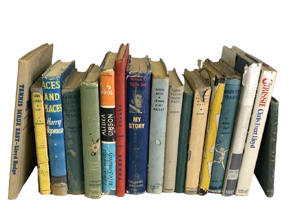 LOT OF 17 RARE VINTAGE TENNIS BOOKS AND GUIDES: LOT OF 17 RARE VINTAGE TENNIS HARD COVER BOOKS AND HOW TO GUIDES SPORTS MEMOROBILIA COLLECTIBLE HOME DECOR LIBRARY DECOR RETRO READING -9" X 5" APPROX FOR BIGGEST - VERY GOOD VINTAGE CONDITION CONSIST