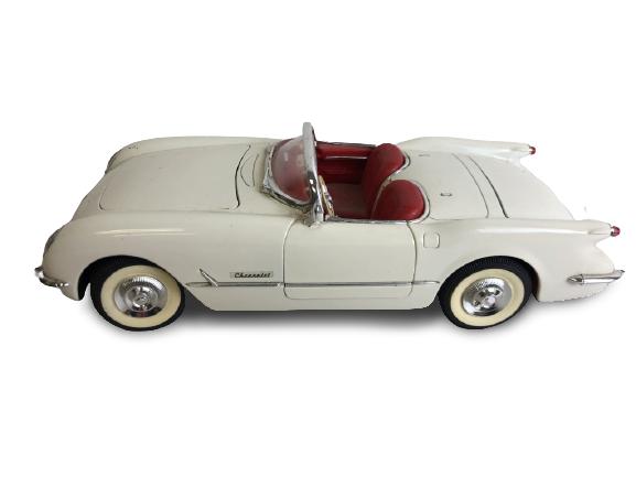 CHEVY THUNDERBIRD CONVERTIBLE SCALE MODEL CAR: VTG MID CENTURY WHITE HARD TOP CONVERTIBLE THUNDERBIRD COLLECTIBLE SCALE MODEL CAR AUTOMOBILE HOME OFFICE MAN CAVE DECOR -3" X 9" X 3" APPROX -VERY GOOD VINTAGE CONDITION CONSISTENT WITH AGE AND USE S