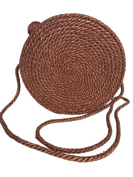 VINTAGE LISETTE PAOLETTI ROUND COIL CROSSBODY BAG: VINTAGE LISETTE PAOLETTI ROUND COIL CROSSBODY BAG -MADE IN ITALY -GOOD VINTAGE CONDITION -7" x 7" x 2.5"
