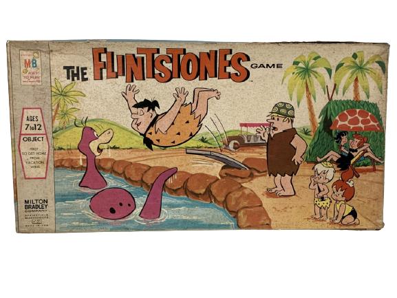 1971 THE FLINTSTONES BOARD GAME MILTON BRADLEY: 1971THE FLINTSTONES BOARD GAME BY MILTON BRADLEY AND HANNA BARBERA CARTOON MB 70'S FAMILY HOME ENTERTAINMENT HOLLYWOOD COLLECTIBLE SATURDAY MORNING CARTOON COLLECTIBLES FRED BETTY BARNEY DINO WILMA BA