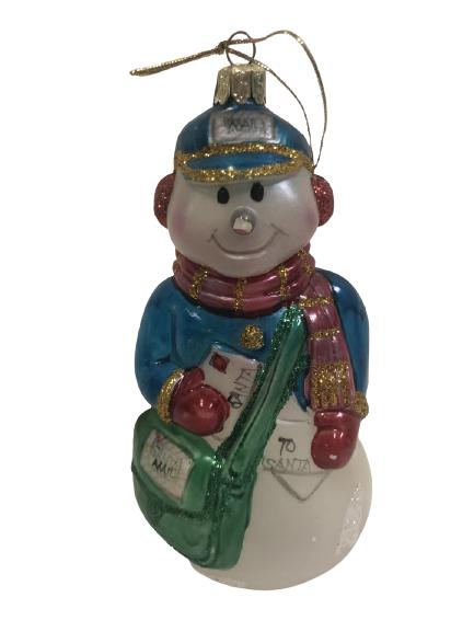 VINTAGE GLASS SNOWMAN TREE ORNAMENT: VINTAGE GLASS SNOWMAN TREE ORNAMENT -VERY GOOD VINTAGE CONDITION