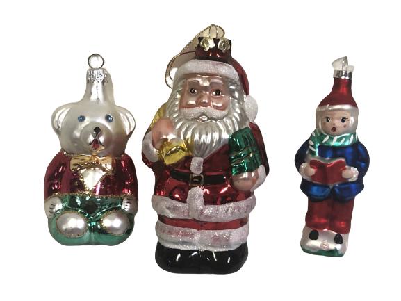 SET OF 3 VINTAGE GLASS CHRISTMAS TREE ORNAMENTS: SET OF 3 VINTAGE GLASS CHRISTMAS TREE ORNAMENTS -VERY GOOD VINTAGE CONDITION