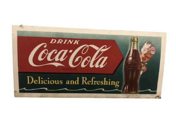 VINTAGE CARDBOARD COCA-COLA SIGN 7 1/2": VINTAGE CARDBOARD COCA-COLA SIGN 7 1/2" -VERY GOOD VINTAGE CONDITION