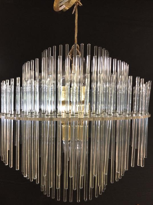 SCIOLARI LIGHTOLIER GLASS ROD CHANDELIER (1 of 6)