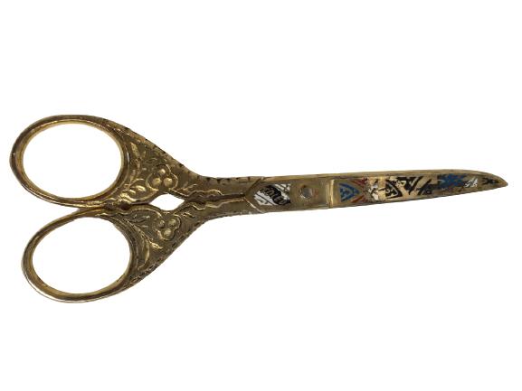 VTG TOLEDO BRASS SCISSORS W/ MULTICOLORED DESIGN (1 of 6)