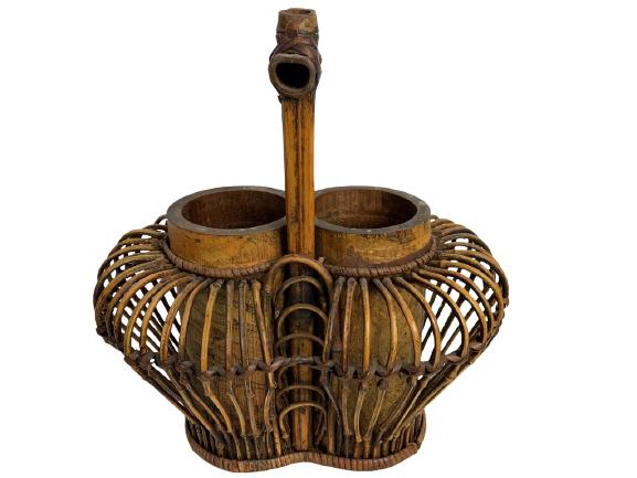 VINTAGE HANDCRAFTED BAMBOO BASKET/CARRIER (1 of 8)