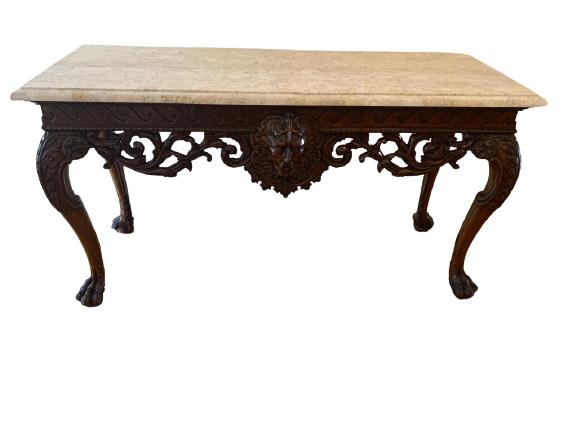 VINTAGE CLAW AND BALL HANDCARVED WOOD CONSOLE (1 of 4)