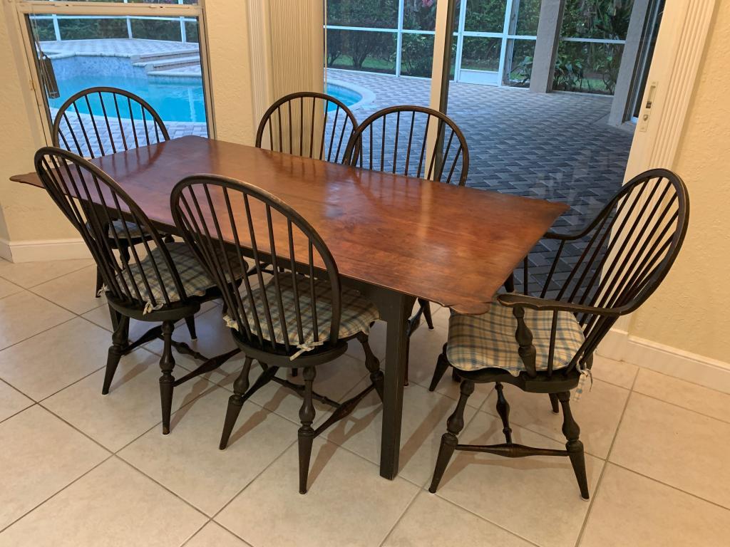 ANTIQUE FARM TABLE WITH 8 CHAIRS (1 of 3)