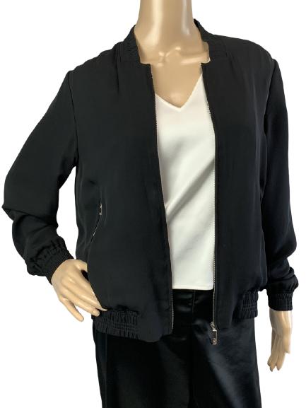 LAFAYETTE 148 NY BLACK SILK BOMBER JACKET SIZE S (1 of 9)