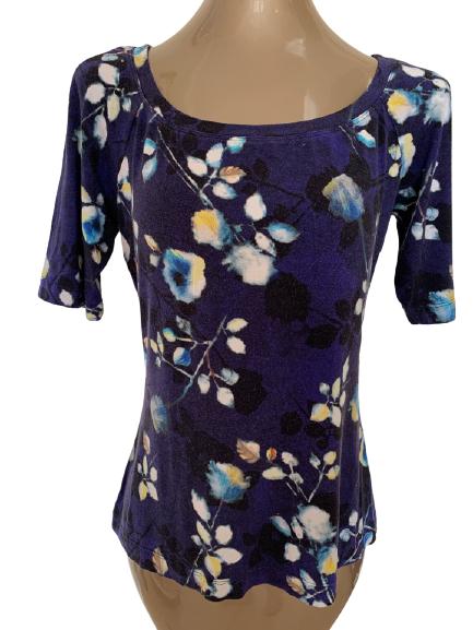 PURPLE FLORAL ST JOHN T SHIRT SZ M (1 of 3)