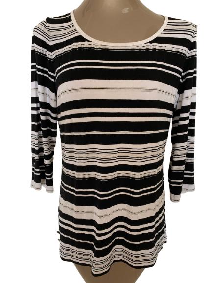 ST JOHN BLACK AND WHITE STRIPED SHIRT SZ M (1 of 2)